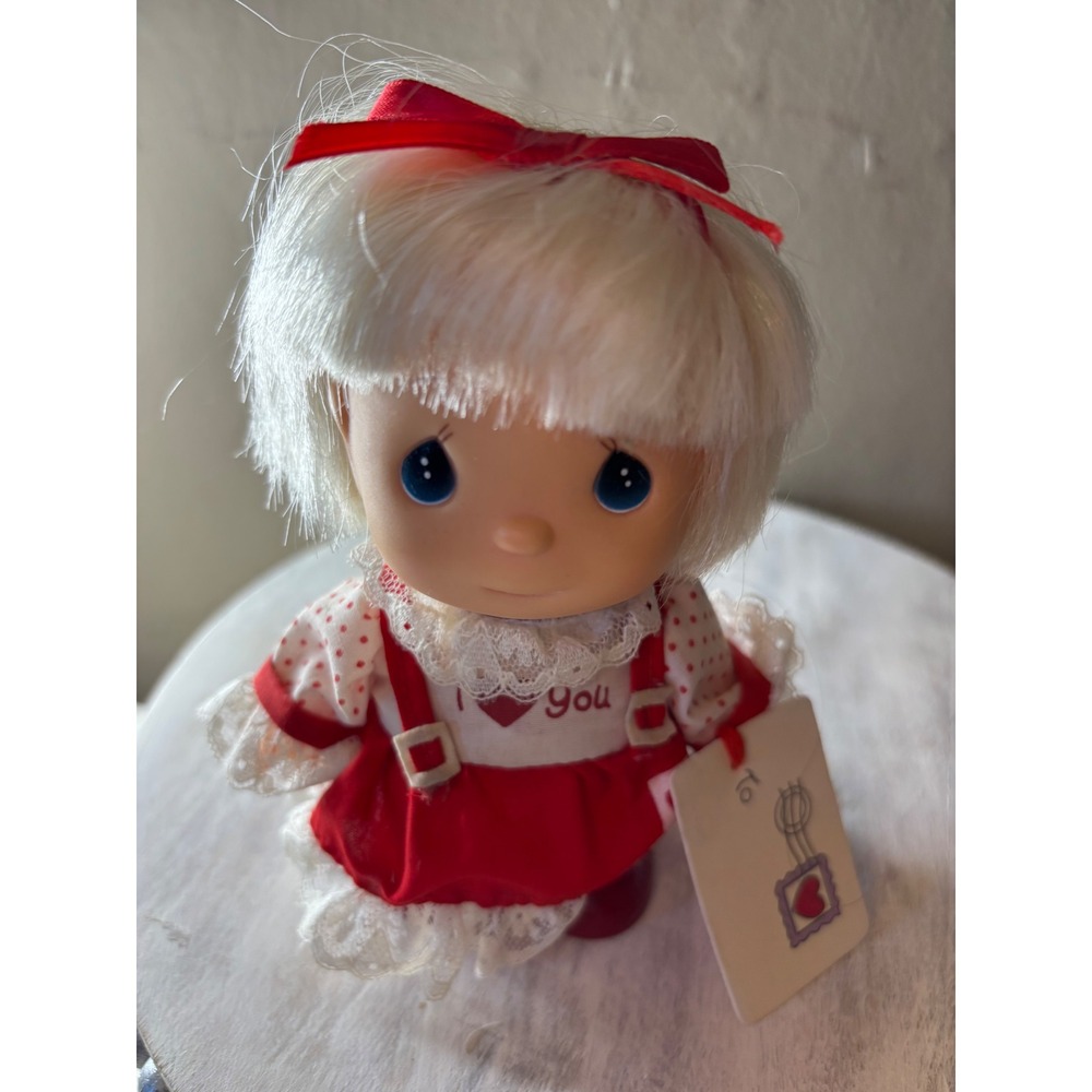 Vintage 1991 Precious Moments Hi Babies Doll I Heart You Red Dress 658898 Enesco - Picture 4 of 9